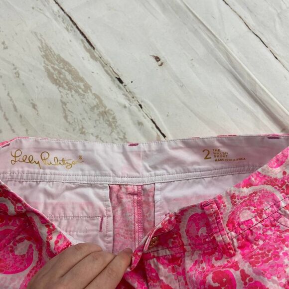 Lilly Pulitzer Pink White Paisley Walsh Chino Short summer, vacation womens 2 - Picture 3 of 6